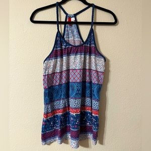 Divided Red, White, and Blue Racerback Tank